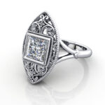 Princess Cut Vintage Diamond Ring Platinum RV5 LF Princess Cut Vintage Diamond Ring Platinum RV5 LF