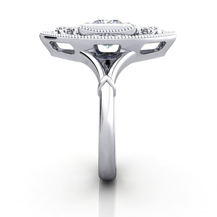 Princess Cut Vintage Diamond Ring Platinum RV5 SV