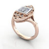 Princess Cut Vintage Diamond Ring Rose Gold RV5 3D