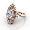 Princess Cut Vintage Diamond Ring Rose Gold RV5 LF