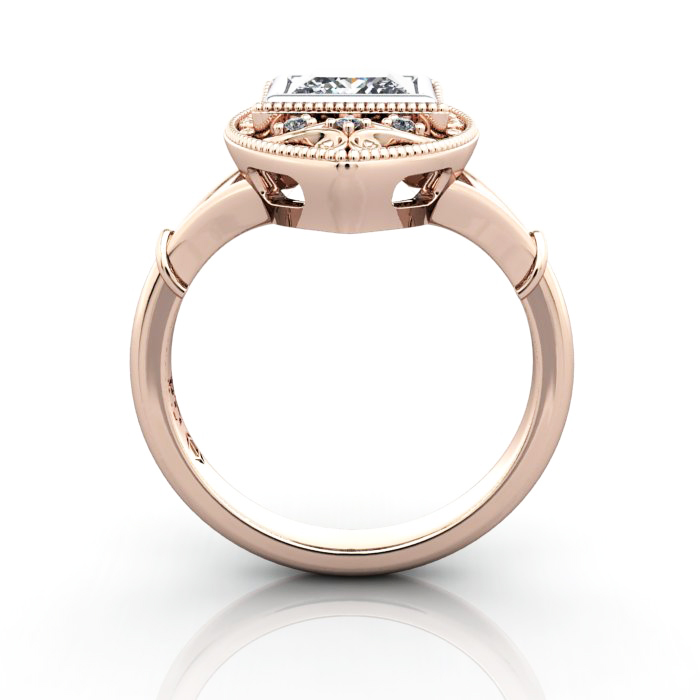 Princess Cut Vintage Diamond Ring Rose Gold RV5 TF