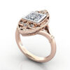 Thumb Princess Cut Vintage Diamond Ring Rose Gold RV5 3D