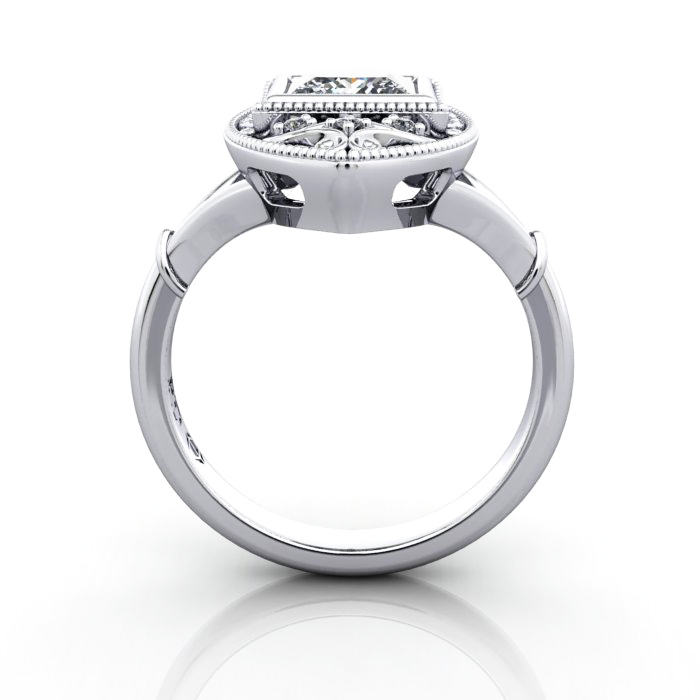 Princess Cut Vintage Diamond Ring White Gold RV5 TF Princess Cut Vintage Diamond Ring White Gold RV5 TF