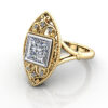 Princess Cut Vintage Diamond Ring Yellow Gold RV5 LF Princess Cut Vintage Diamond Ring Yellow Gold RV5 LF
