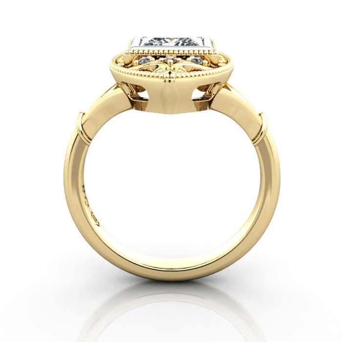 Princess Cut Vintage Diamond Ring Yellow Gold RV5 TF Princess Cut Vintage Diamond Ring Yellow Gold RV5 TF