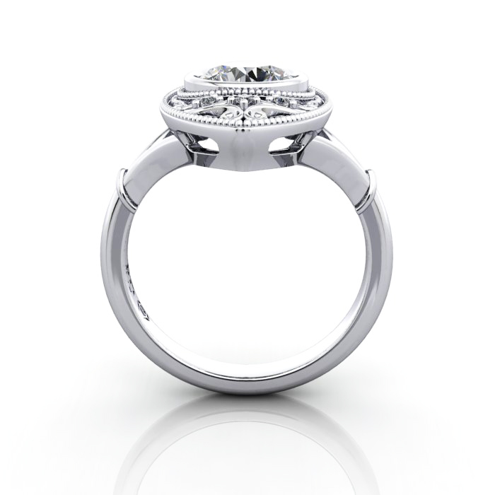 Round Brilliant Vintage Diamond Ring Platinum RV5 TF