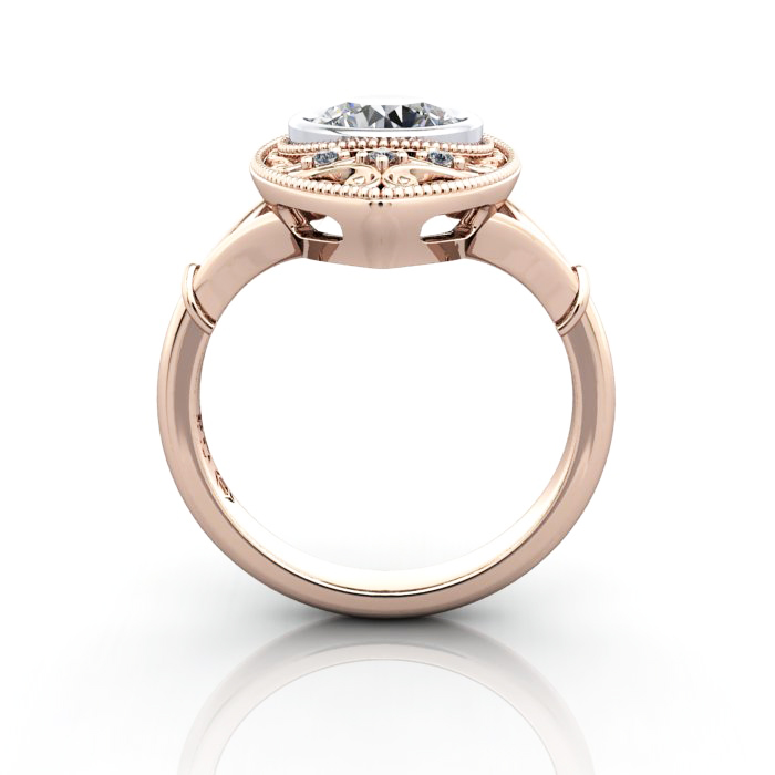 Round Brilliant Vintage Diamond Ring Rose Gold RV5 TF