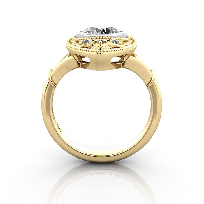 Round Brilliant Vintage Diamond Ring Yellow Gold RV5 TF