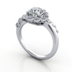 Cushion Cut Vintage Diamond Ring Platinum RV6 3D Cushion Cut Vintage Diamond Ring Platinum RV6 3D