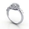 Cushion Cut Vintage Diamond Ring White Gold RV6 3D