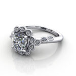 Cushion Cut Vintage Diamond Ring White Gold RV6 LF