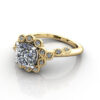 Cushion Cut Vintage Diamond Ring Yellow Gold RV6 LF