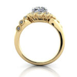 Cushion Cut Vintage Diamond Ring Yellow Gold RV6 TF
