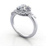 Oval Cut Vintage Diamond Ring White Gold RV6 3D Oval Cut Vintage Diamond Ring White Gold RV6 3D