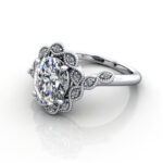 Oval Cut Vintage Diamond Ring White Gold RV6 LF Oval Cut Vintage Diamond Ring White Gold RV6 LF