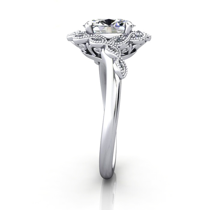 Oval Cut Vintage Diamond Ring White Gold RV6 SV