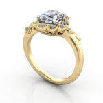 Oval Cut Vintage Diamond Ring Yellow Gold RV6 3D