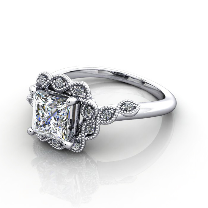 Princess Cut Vintage Diamond Ring Platinum RV6 LF Princess Cut Vintage Diamond Ring Platinum RV6 LF