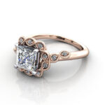 Princess Cut Vintage Diamond Ring Rose Gold RV6 LF Princess Cut Vintage Diamond Ring Rose Gold RV6 LF