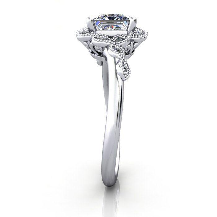 Princess Cut Vintage Diamond Ring White Gold RV6 SV