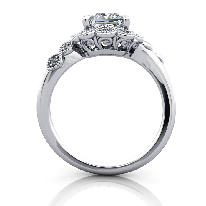 Princess Cut Vintage Diamond Ring White Gold RV6 TF