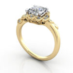 Princess Cut Vintage Diamond Ring Yellow Gold RV6 3D Princess Cut Vintage Diamond Ring Yellow Gold RV6 3D
