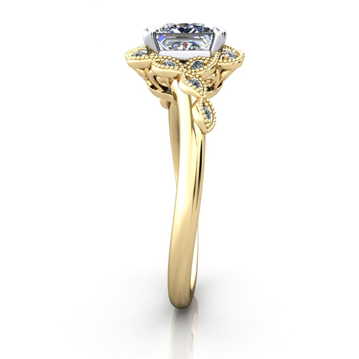 Princess Cut Vintage Diamond Ring Yellow Gold RV6 SV Princess Cut Vintage Diamond Ring Yellow Gold RV6 SV