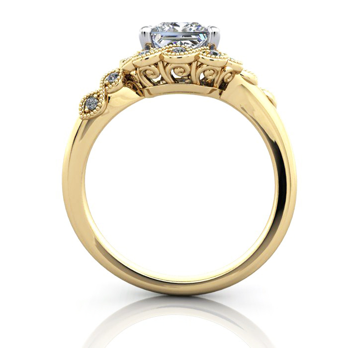 Princess Cut Vintage Diamond Ring Yellow Gold RV6 TF Princess Cut Vintage Diamond Ring Yellow Gold RV6 TF