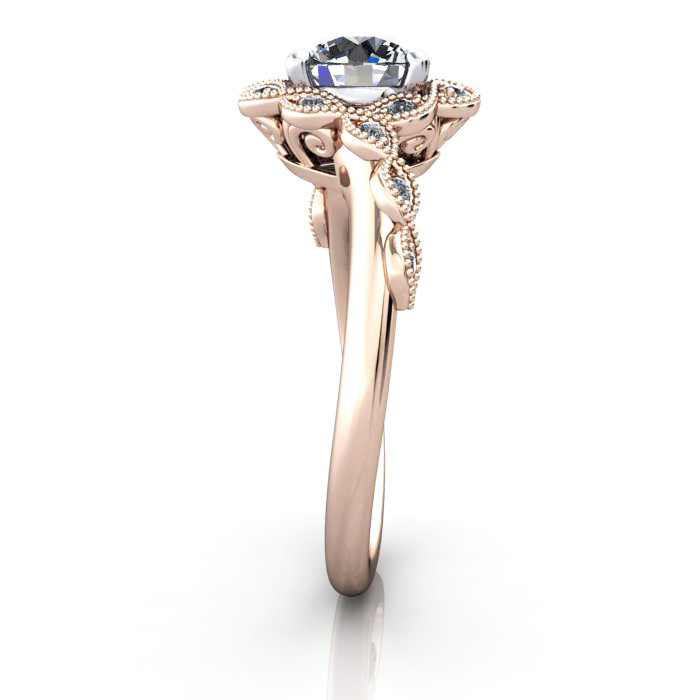 Round Brilliant Vintage Diamond Ring Rose Gold RV6 SV Round Brilliant Vintage Diamond Ring Rose Gold RV6 SV