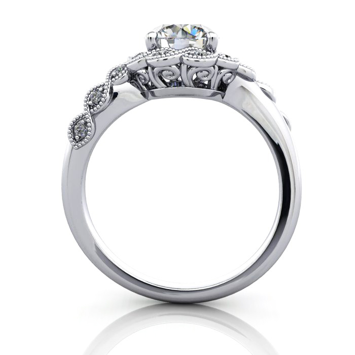 Round Brilliant Vintage Diamond Ring White Gold RV6 TF