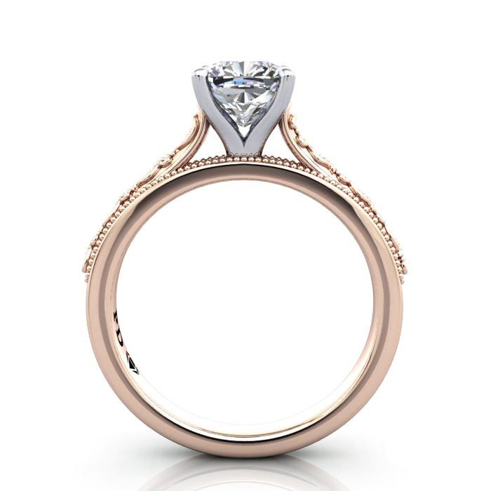 Cushion Cut Vintage Diamond Ring Rose Gold RV2 TF Cushion Cut Vintage Diamond Ring Rose Gold RV2 TF