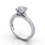 Cushion Cut Vintage Diamond Ring White Gold RV2 3D