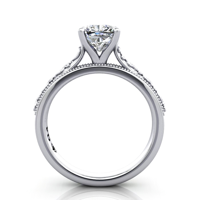 Cushion Cut Vintage Diamond Ring White Gold RV2 TF