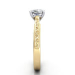 Cushion Cut Vintage Diamond Ring Yellow Gold RV2 SV