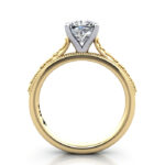 Cushion Cut Vintage Diamond Ring Yellow Gold RV2 TF