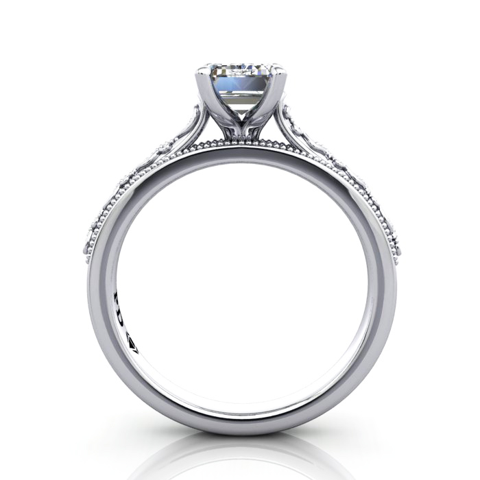 Emerald Cut Vintage Diamond Ring Platinum RV2 TF