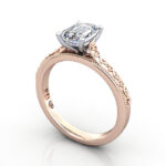 Emerald Cut Vintage Diamond Ring Rose Gold RV2 3D