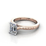 Emerald Cut Vintage Diamond Ring Rose Gold RV2 LF