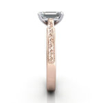 Emerald Cut Vintage Diamond Ring Rose Gold RV2 SV