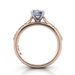 Emerald Cut Vintage Diamond Ring Rose Gold RV2 TF
