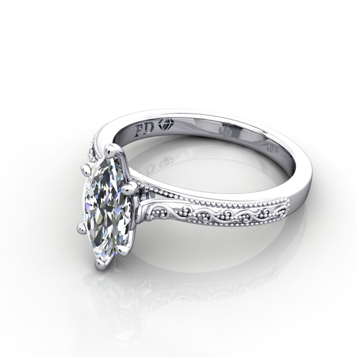Marquise Cut Vintage Diamond Ring Platinum RV2 LF Marquise Cut Vintage Diamond Ring Platinum RV2 LF