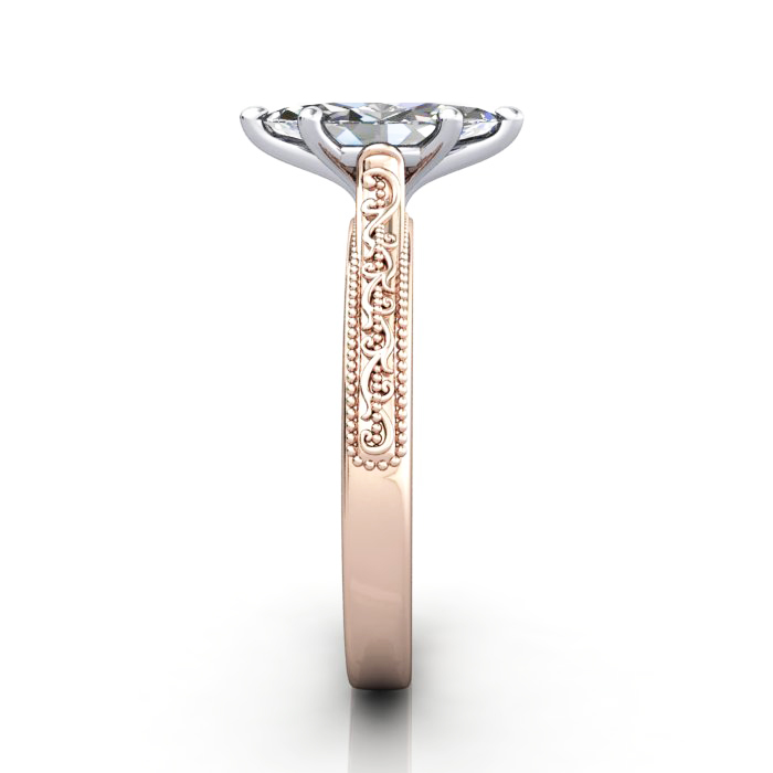 Marquise Cut Vintage Diamond Ring Rose Gold RV2 SV