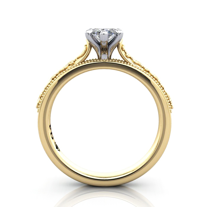 Marquise Cut Vintage Diamond Ring Yellow Gold RV2 TF Marquise Cut Vintage Diamond Ring Yellow Gold RV2 TF