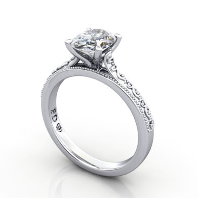 Oval Cut Vintage Diamond Ring Platinum RV2 3D
