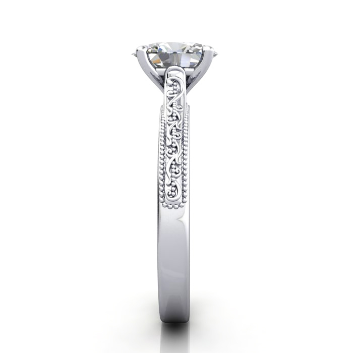 Oval Cut Vintage Diamond Ring White Gold RV2 SV