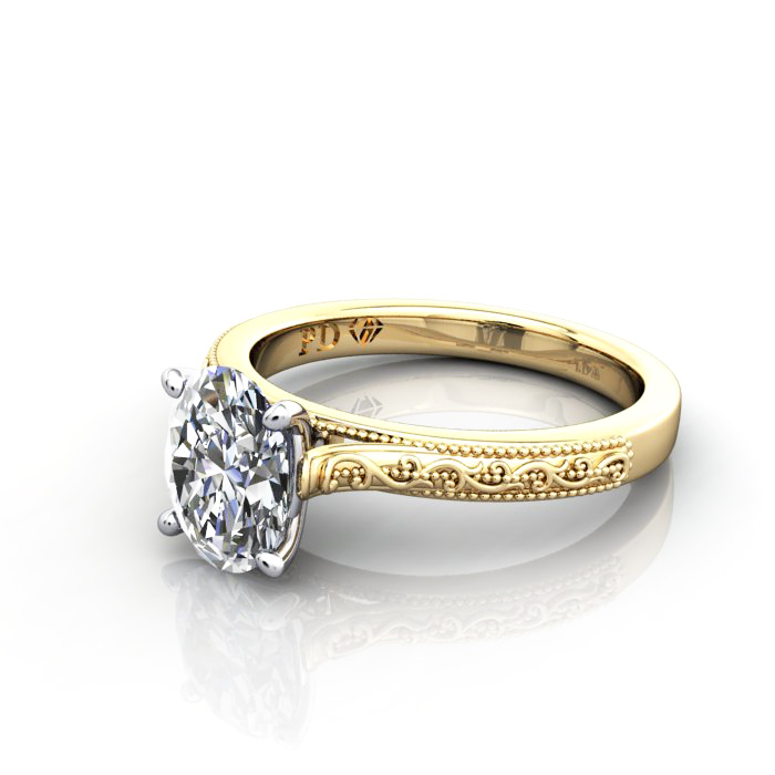 Oval Cut Vintage Diamond Ring Yellow Gold RV2 LF