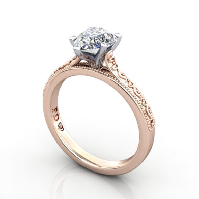 Pear Cut Vintage Diamond Ring Rose Gold RV2 3D