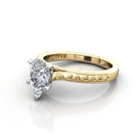 Pear Cut Vintage Diamond Ring Yellow Gold RV2 LF Pear Cut Vintage Diamond Ring Yellow Gold RV2 LF