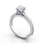 Round Brilliant Vintage Diamond Ring White Gold RV2 3D