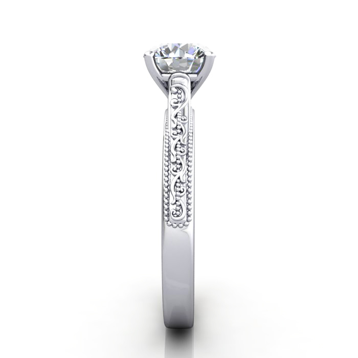 Round Brilliant Vintage Diamond Ring White Gold RV2 SV